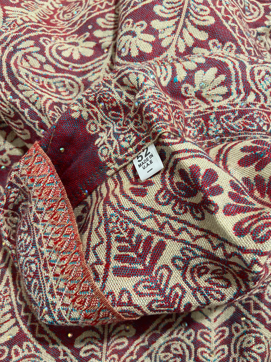 Paisley Open Pashmina Cashmere Abaya SIZE 52