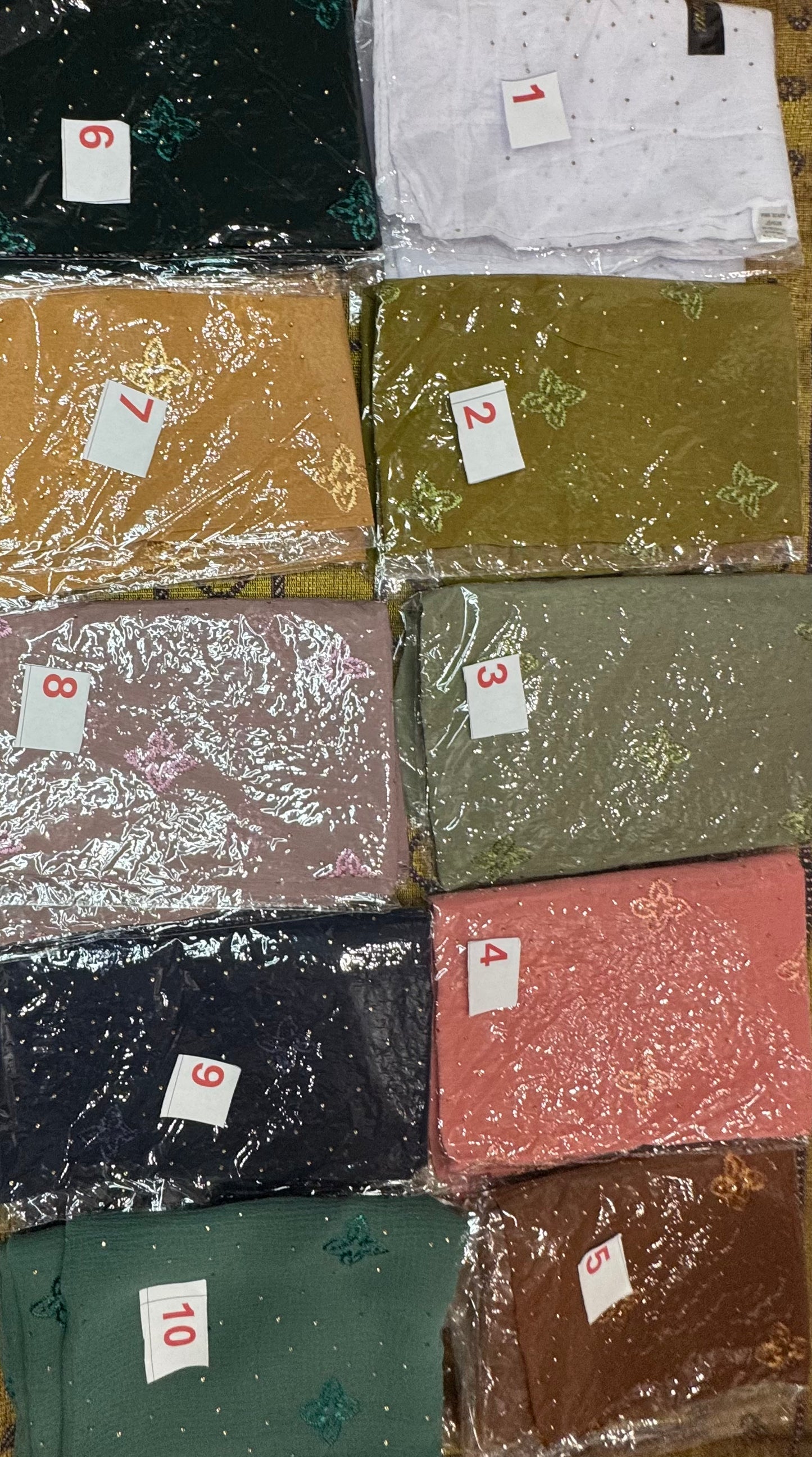 Sage Green with Butterfly Embroidery & Gold Dots