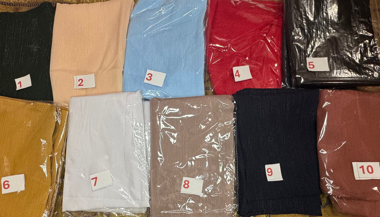 Champagne Pleated Shimmer Chiffon Hijab