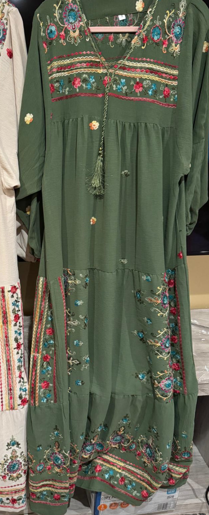 Dark Green Egyptian cotton kaftan dress