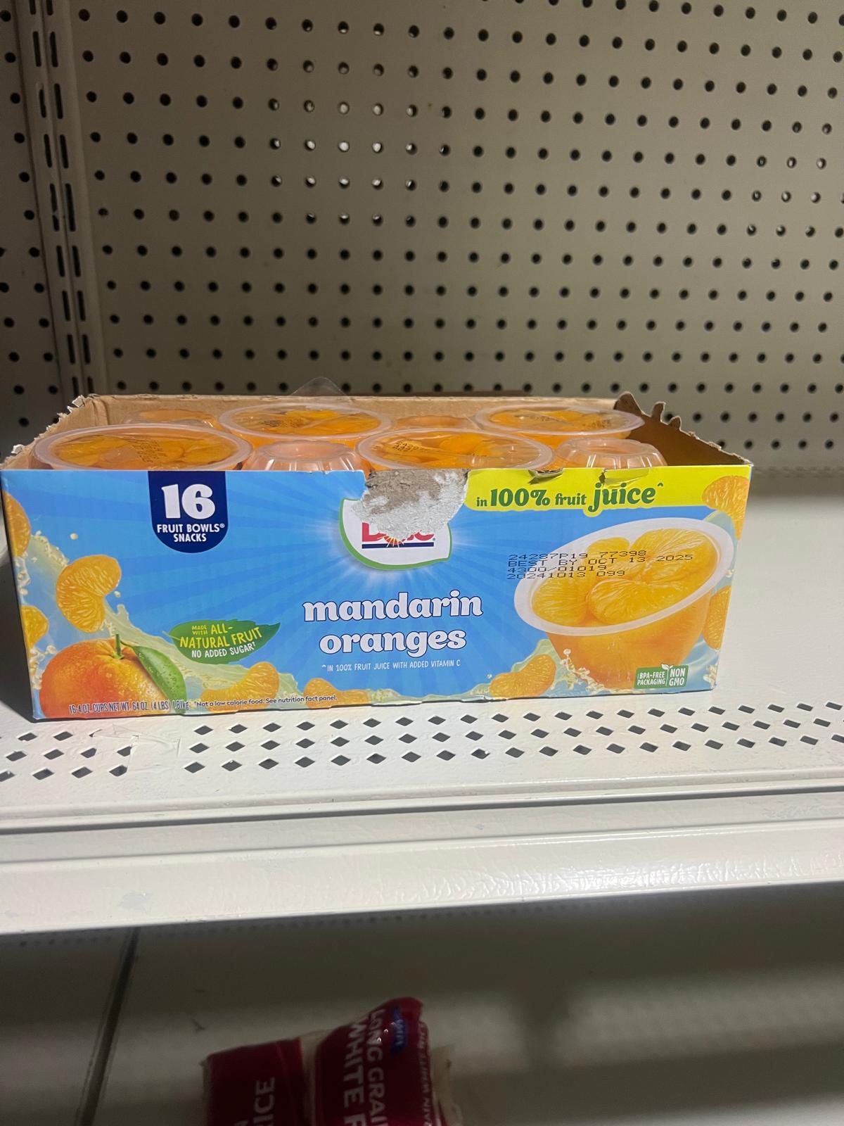 Dole Fruit Bowls Mandarin Oranges in 100% Fruit Juice, 4 oz