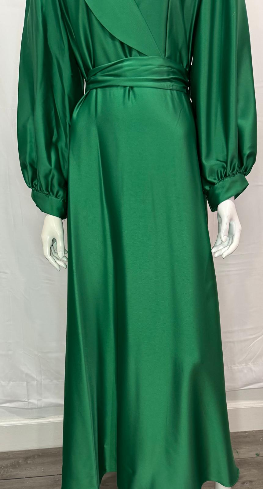 Green Pattern Evening Dress