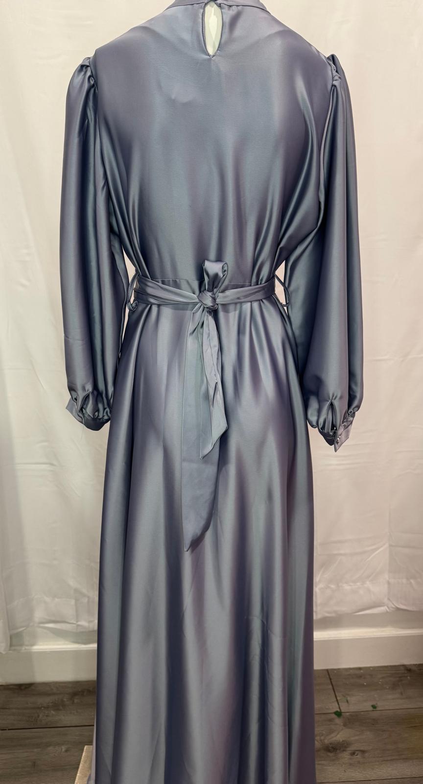 Gray Pattern Evening Dress