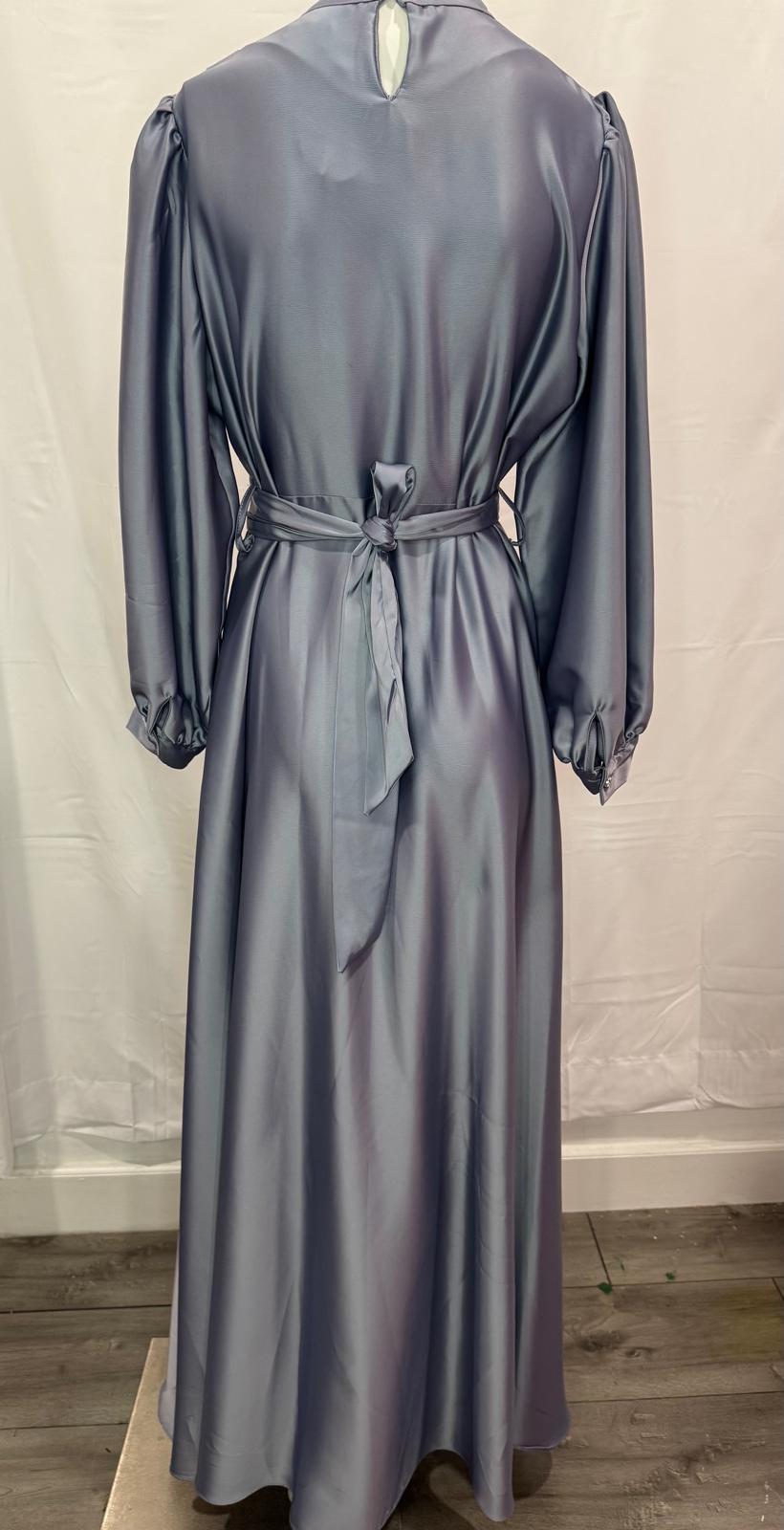 Gray Pattern Evening Dress