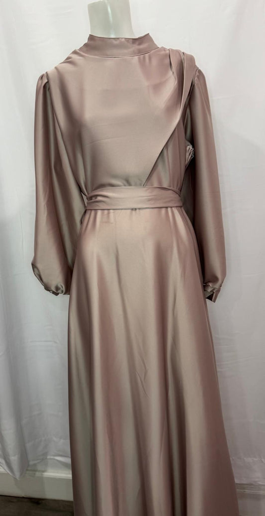 Cream Pattern Evening Dress