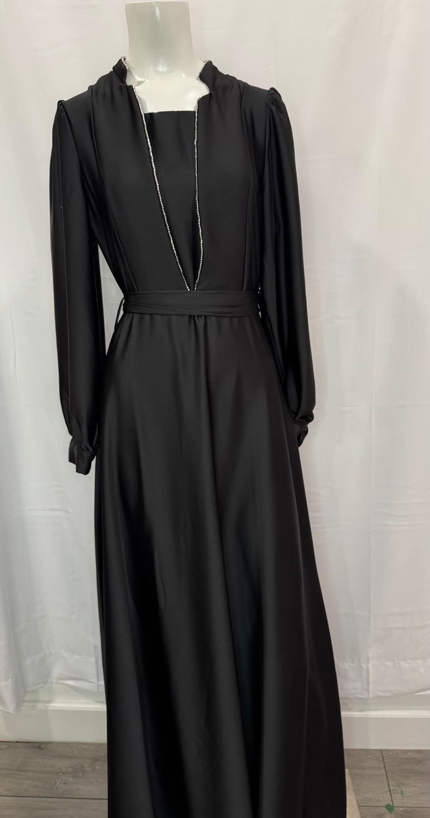 Black Pattern Evening Dress