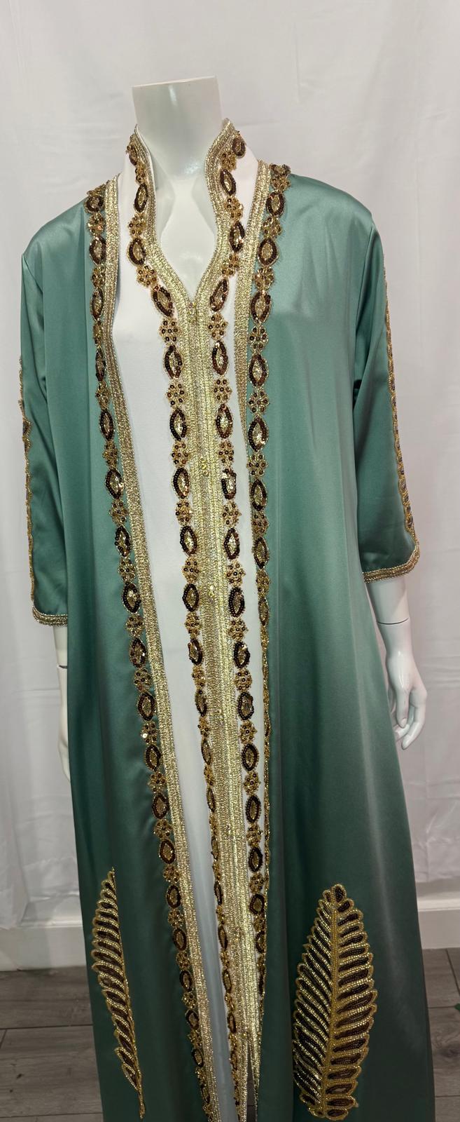 Green Purple Event Kaftan/Dress 2 pieces