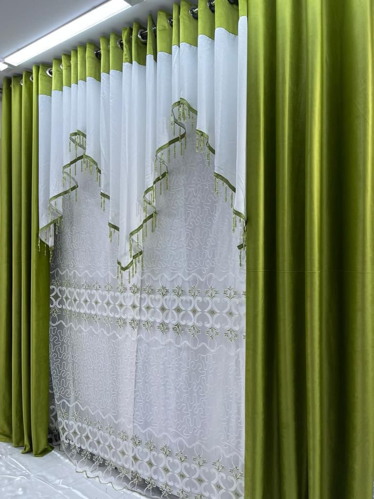 Layered Curtains Purple Green