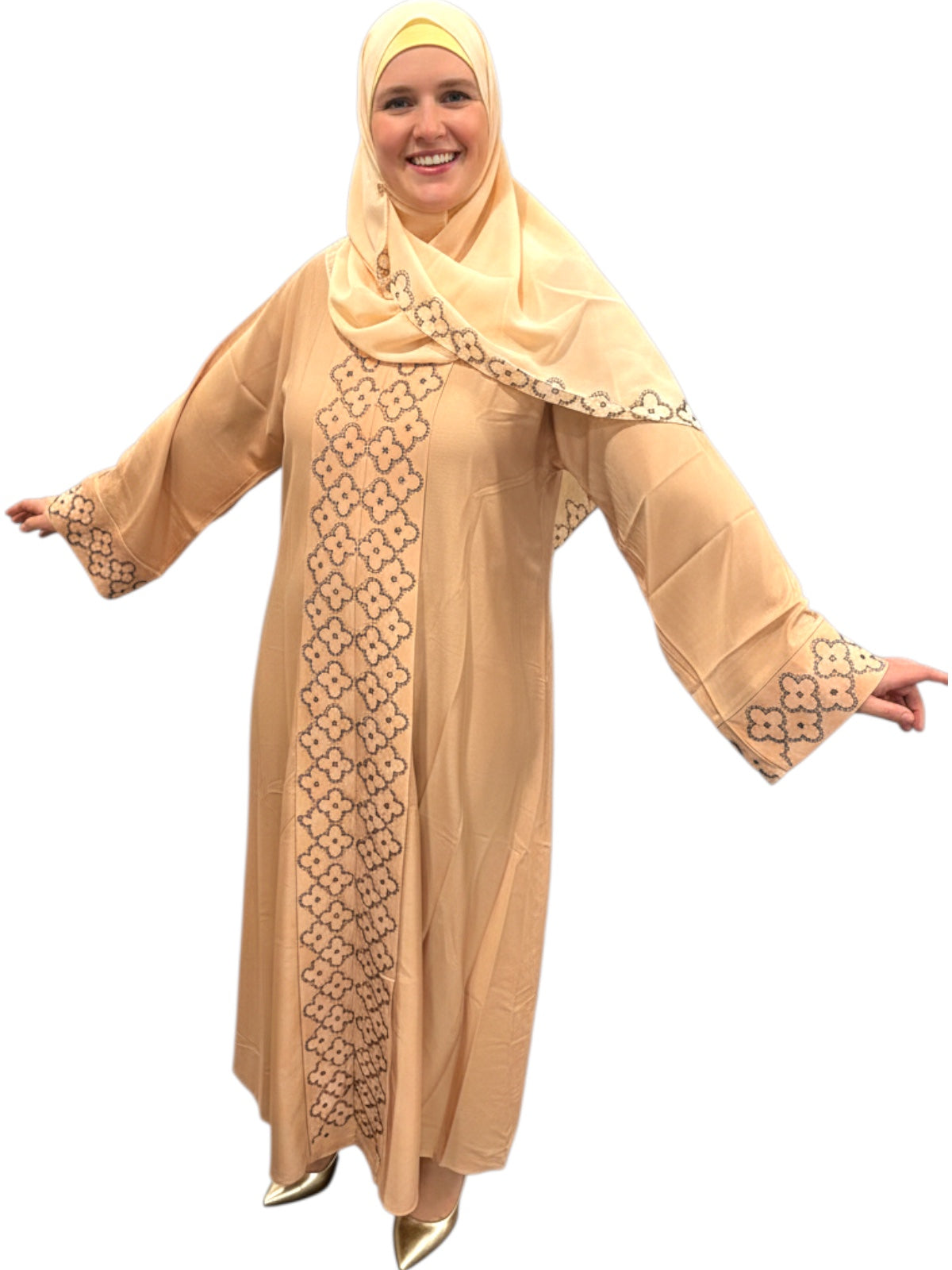 stones one piece abaya with belt