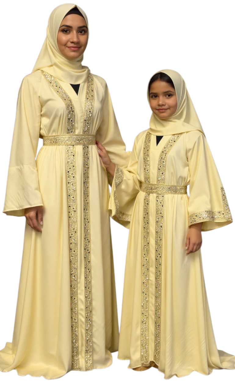 Golden Yellow Embellished Abaya