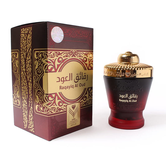 Incense Bakhoor Raqayiq Al.Oud - 50G of Authentic Arabic Wood Chip Bakhoor Incense -Aroma Lasts All Day Long - Perfect for Prayer, Namaaz, Ceremony, Meditation