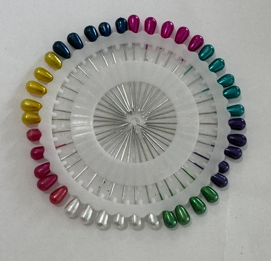 Multicolor  and white Pearl Head Hijab Pin Wheel – 40 Pcs