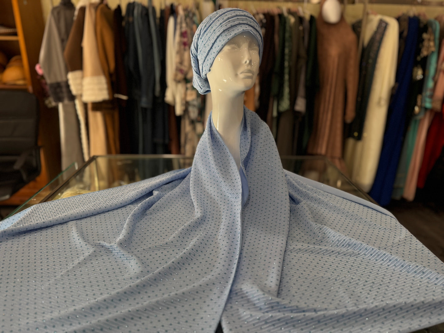 Winter Glow Embellished Hijab:  Cozy Sparkle Dotted Hijab