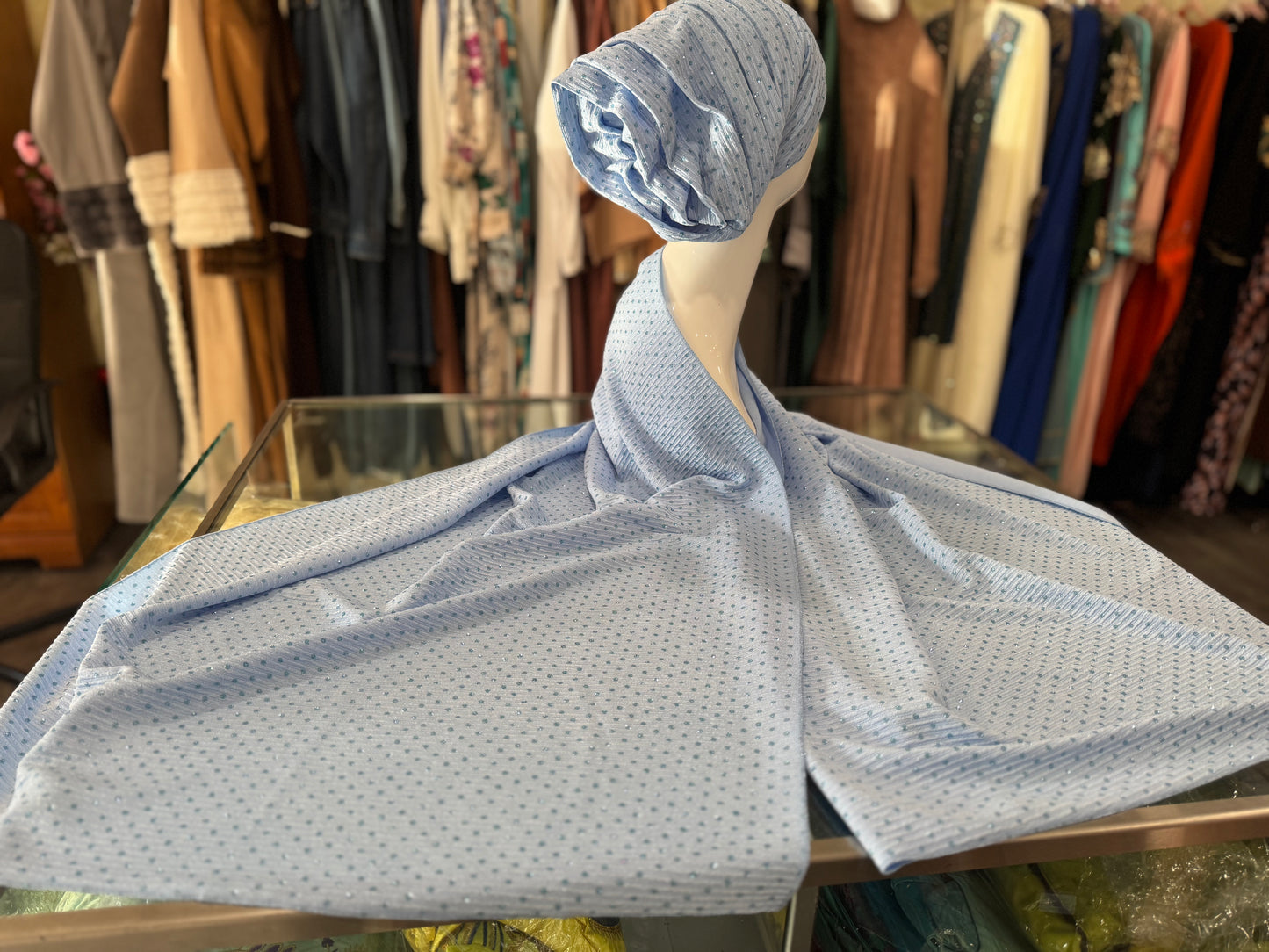 Winter Glow Embellished Hijab:  Cozy Sparkle Dotted Hijab