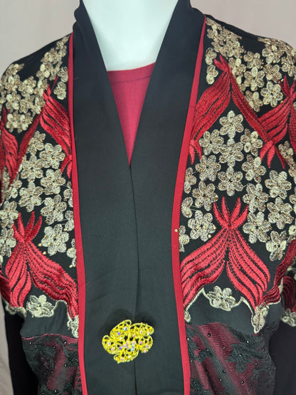 Elegant Black and Green Embroidered Abaya