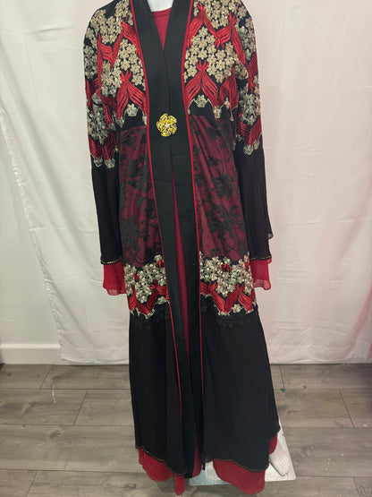 Elegant Black and Green Embroidered Abaya