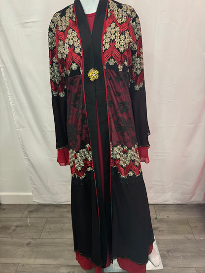 Elegant Black and Green Embroidered Abaya