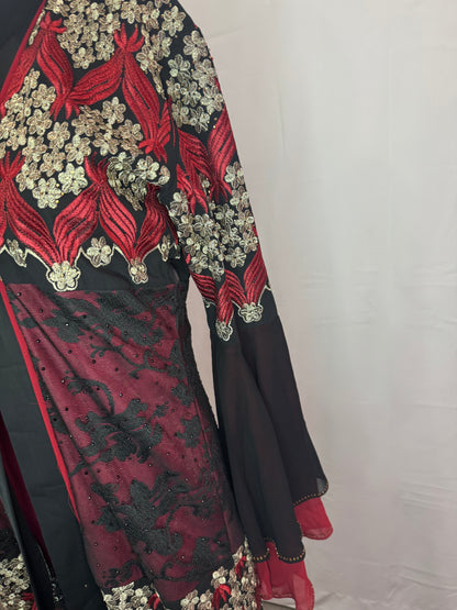 Elegant Black and Green Embroidered Abaya