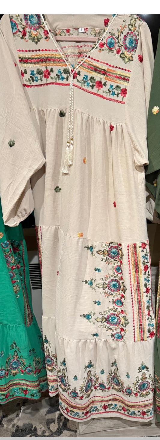 White Egyptian cotton kaftan dress