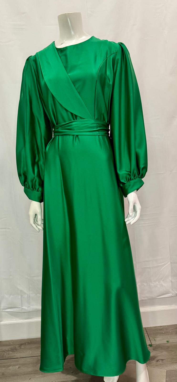 Green Pattern Evening Dress