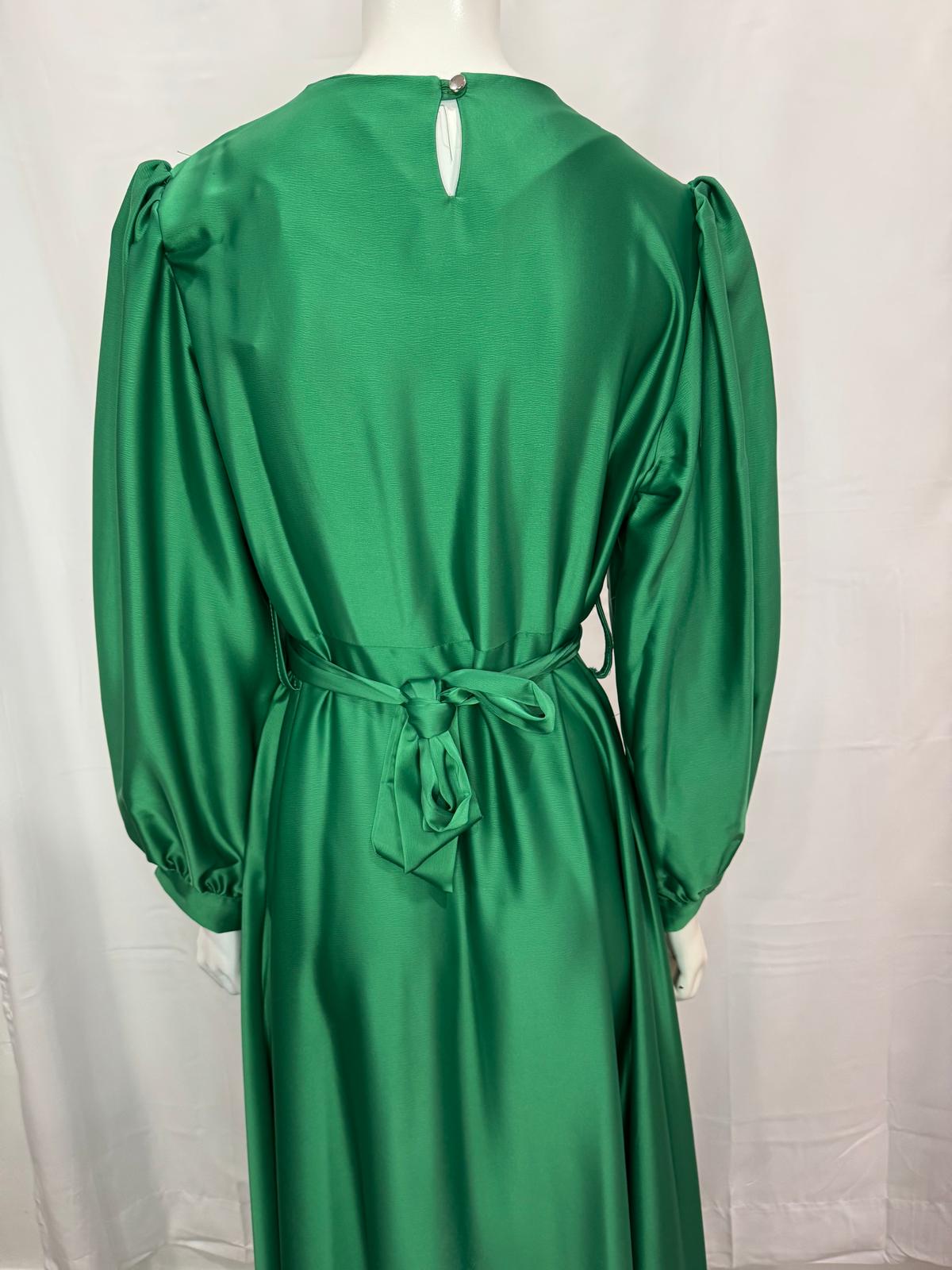 Green Pattern Evening Dress