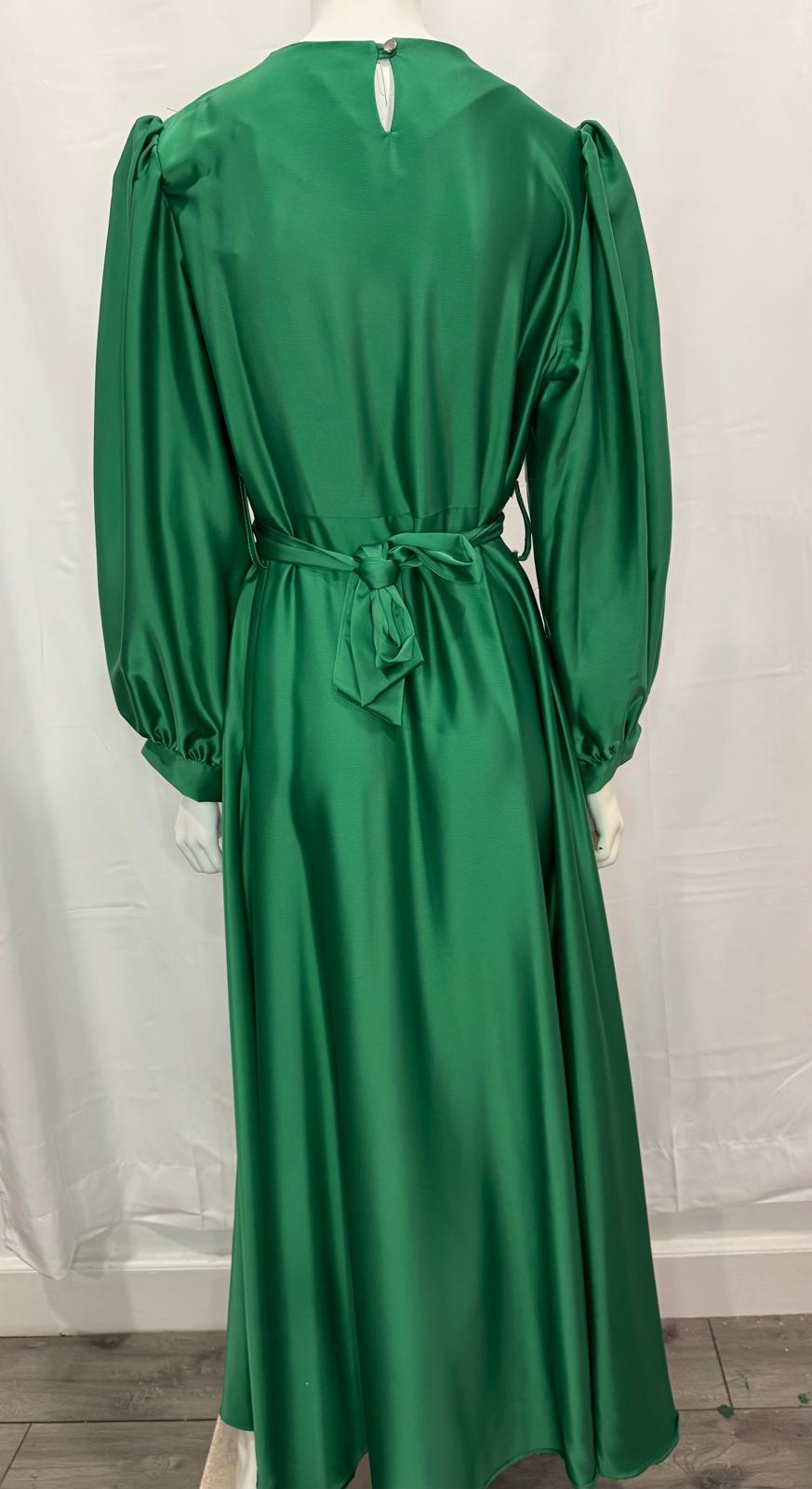 Green Pattern Evening Dress