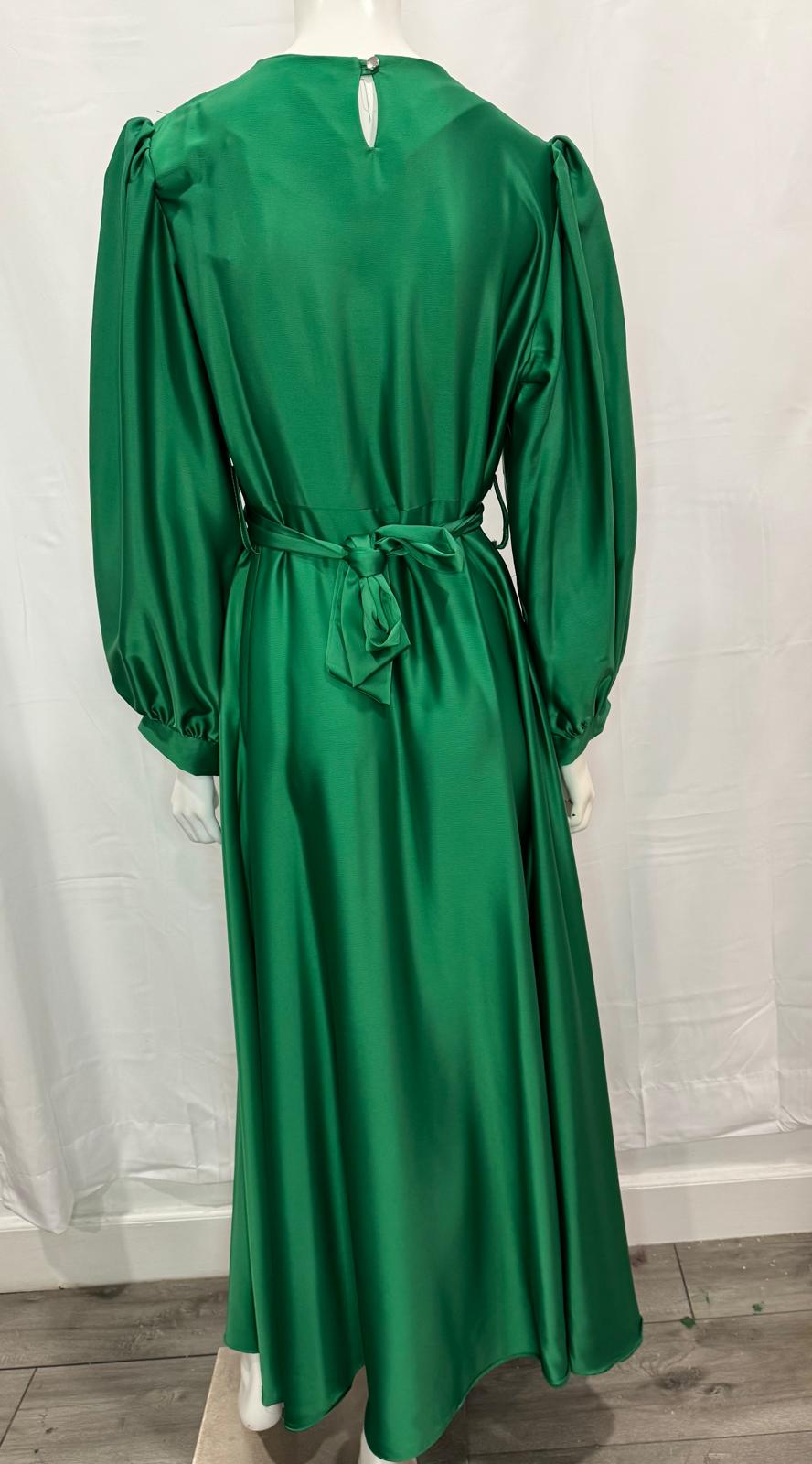 Green Pattern Evening Dress