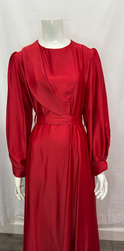 Red Pattern Evening Dress