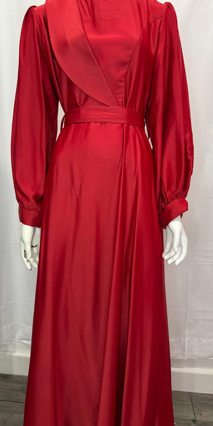 Red Pattern Evening Dress