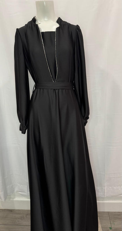Black Pattern Evening Dress