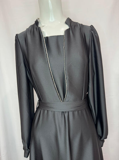Black Pattern Evening Dress