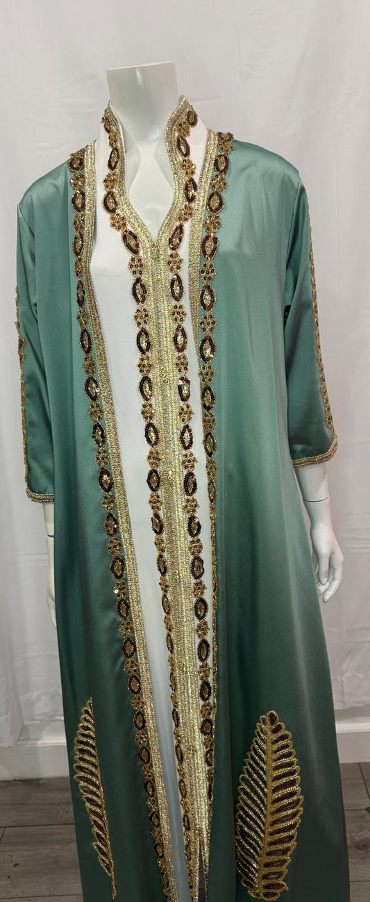 Green Purple Event Kaftan/Dress 2 pieces