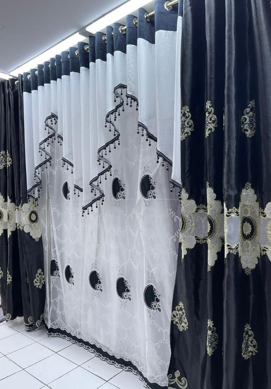 Layered Curtains Black