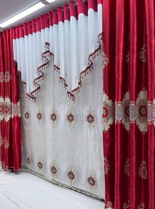 Layered Curtains Red