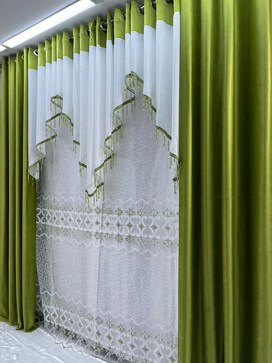 Layered Curtains Purple Green