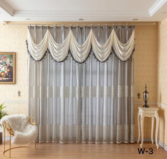 Double Layered Curtains Grey