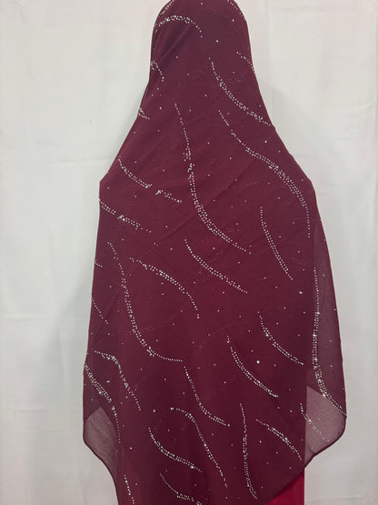 Hijab with Sparkling Rhinestone Accents