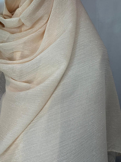 Champagne Pleated Shimmer Chiffon Hijab