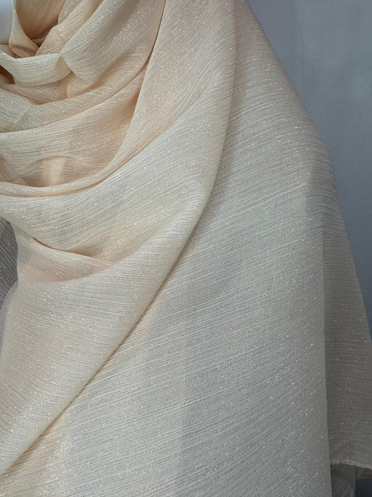 Champagne Pleated Shimmer Chiffon Hijab