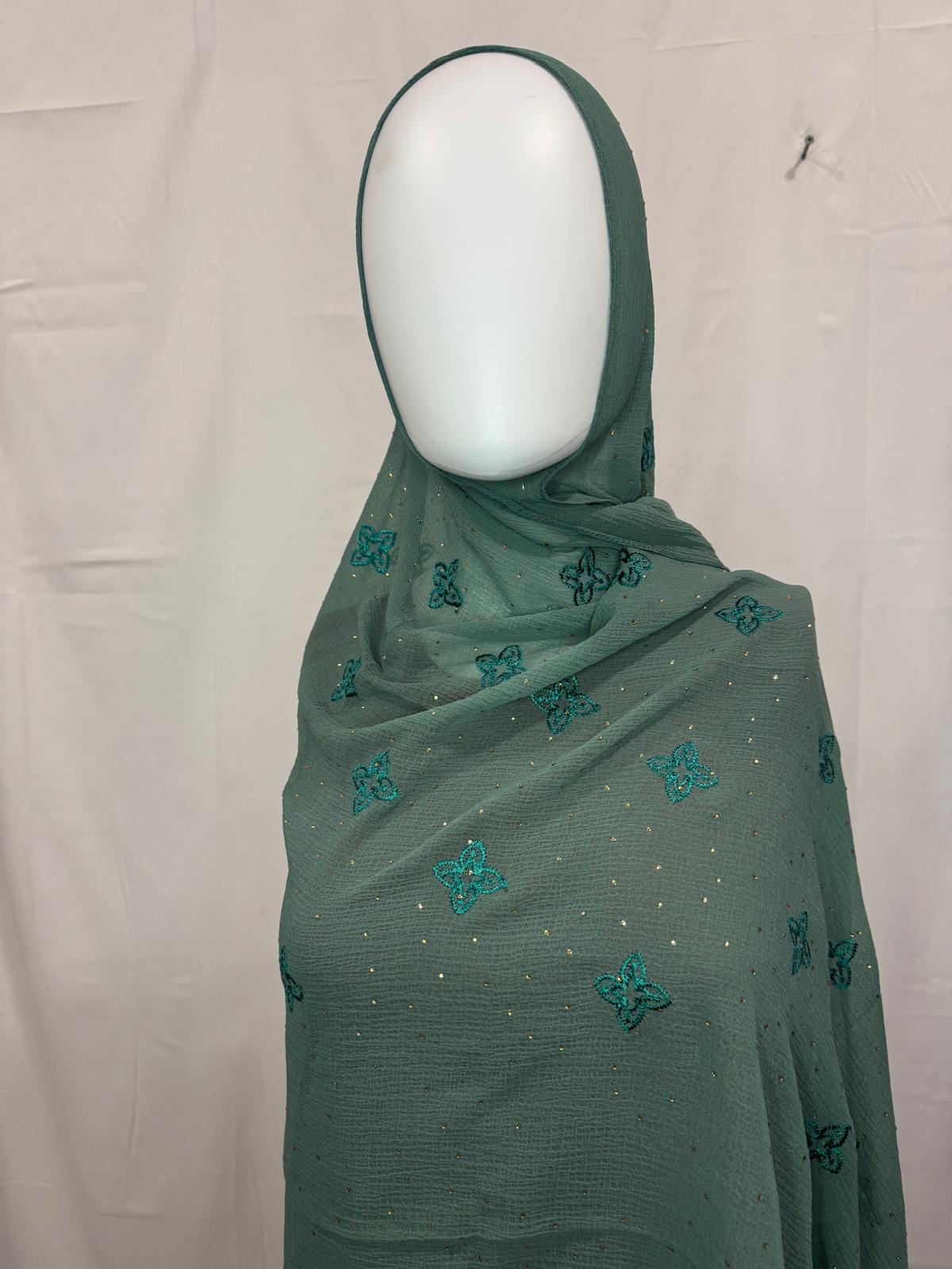 Sage Green with Butterfly Embroidery & Gold Dots