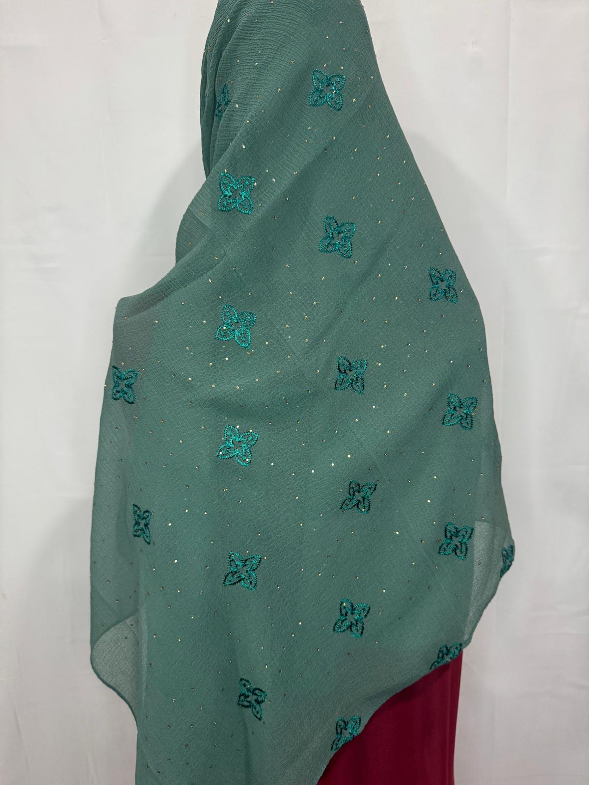 Sage Green with Butterfly Embroidery & Gold Dots