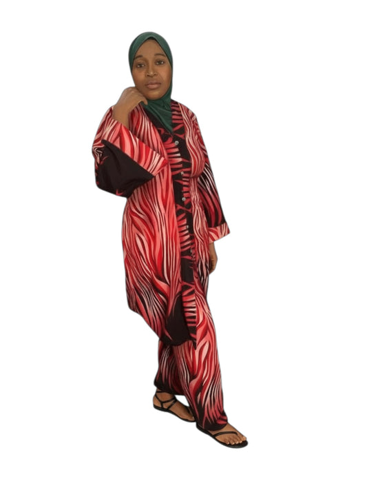 Zahra Flame Luxe Tunic Set