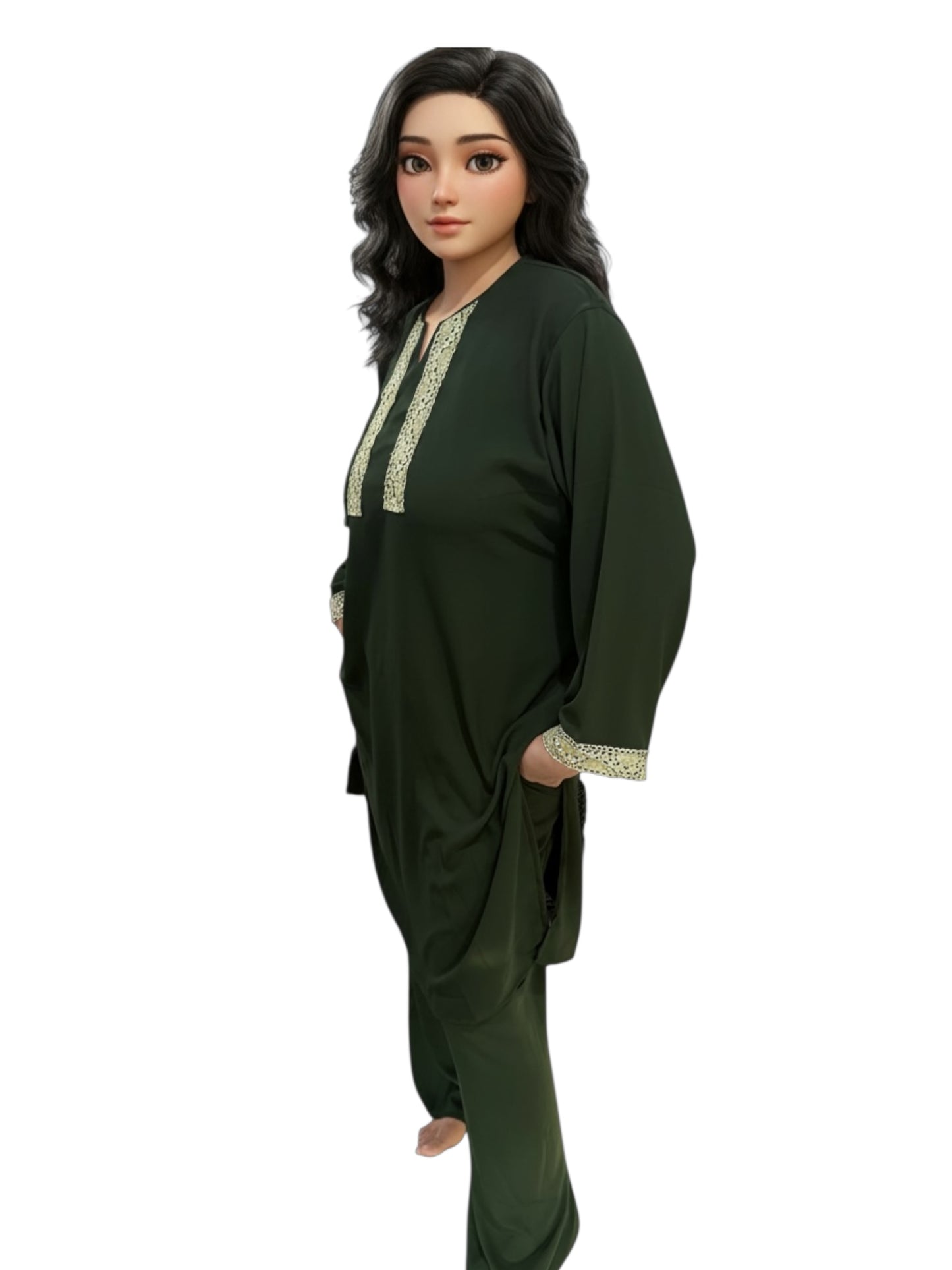 Emerald Grace Two-Piece Tunic Set
