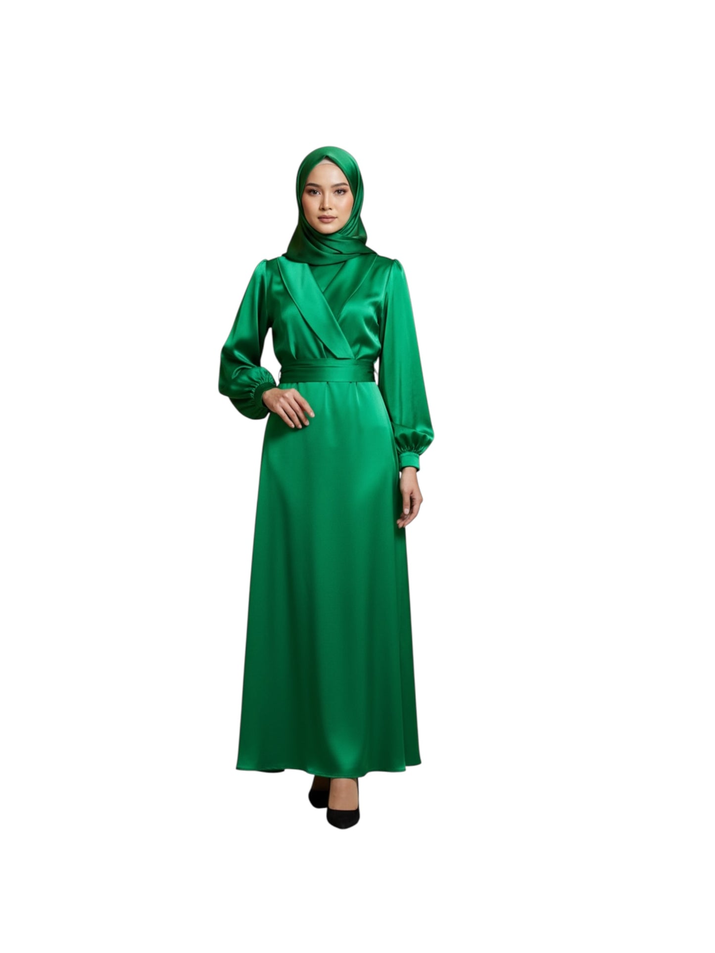 Green Pattern Evening Dress