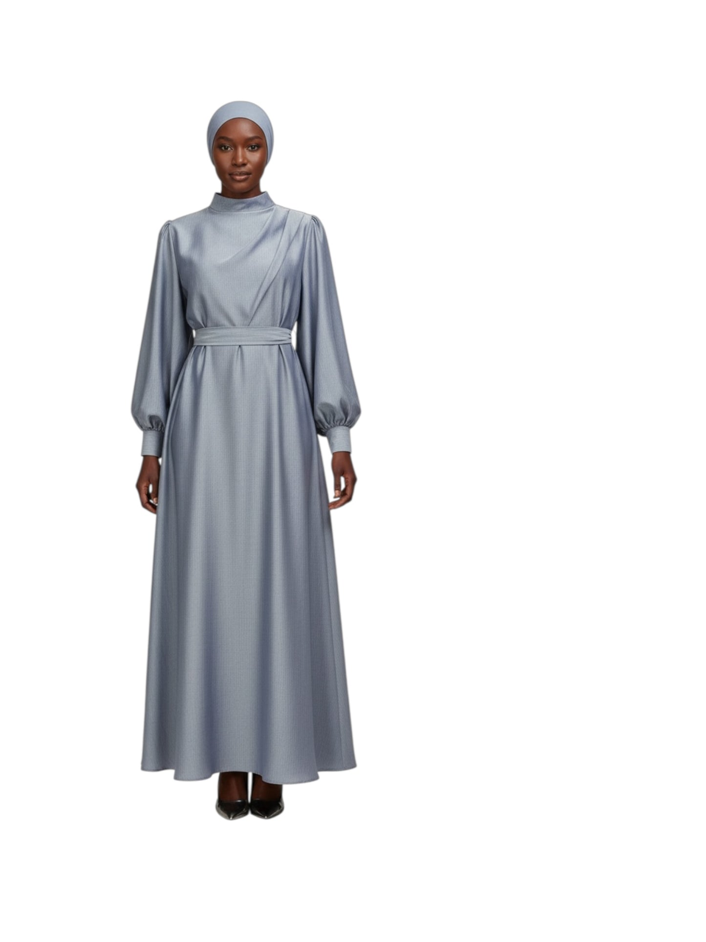 Gray Pattern Evening Dress