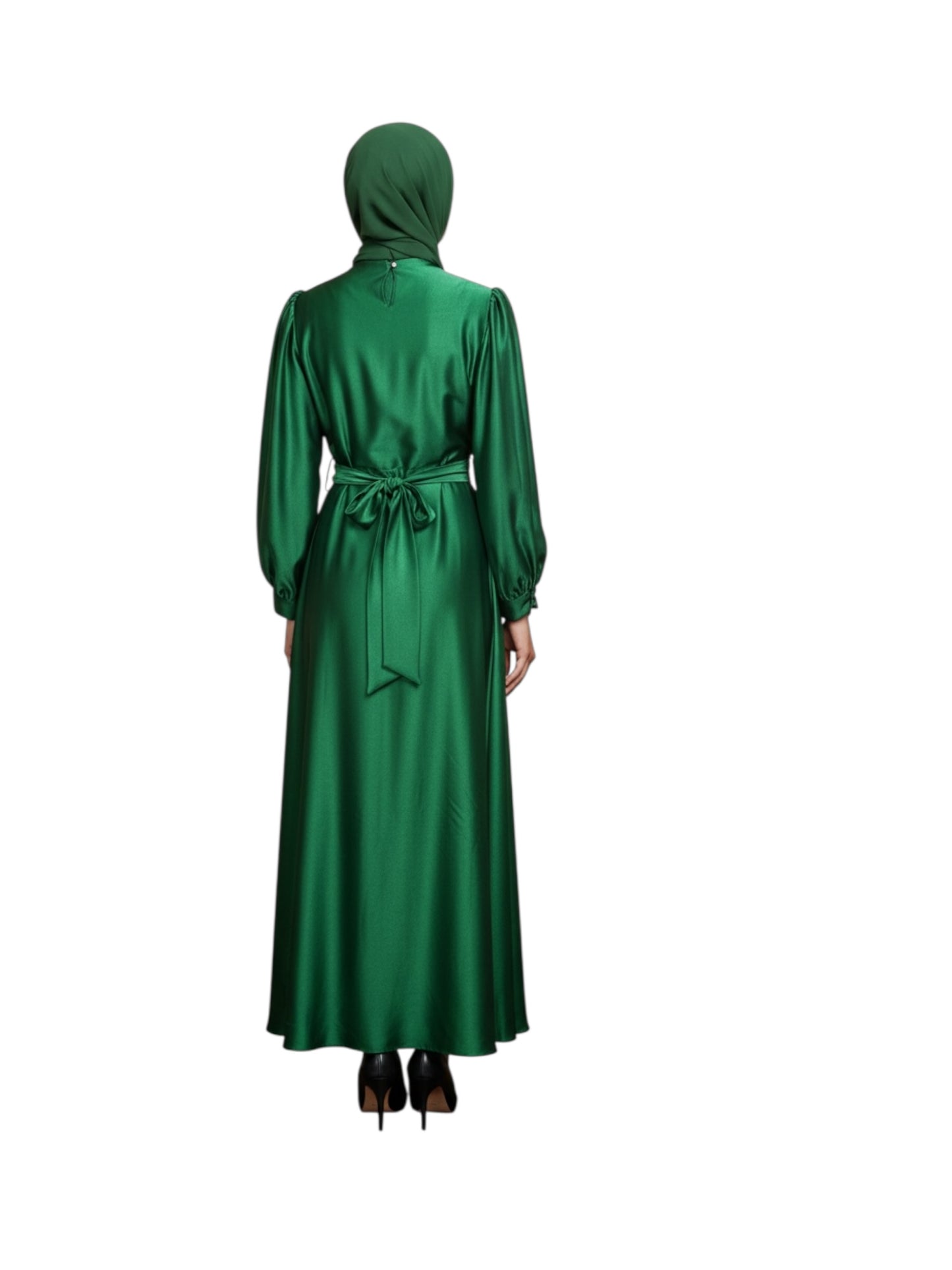 Green Pattern Evening Dress