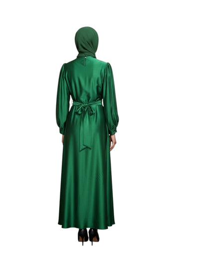 Green Pattern Evening Dress