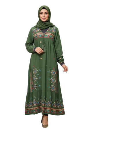 Dark Green Egyptian cotton kaftan dress