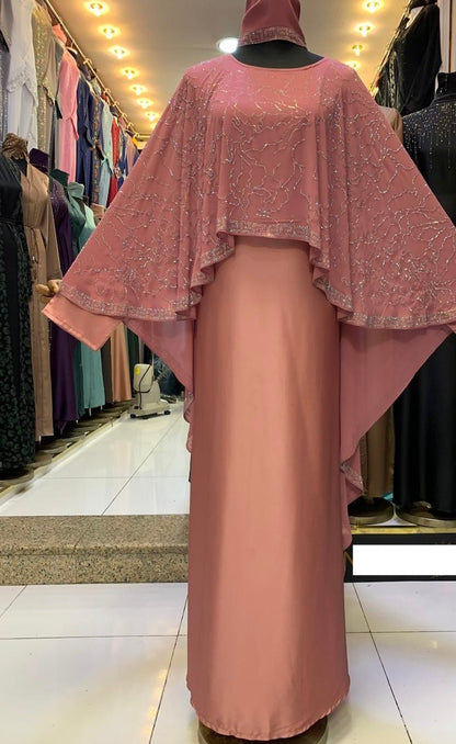 Beige Layered Cape Abaya