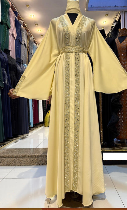 Golden Yellow Embellished Abaya